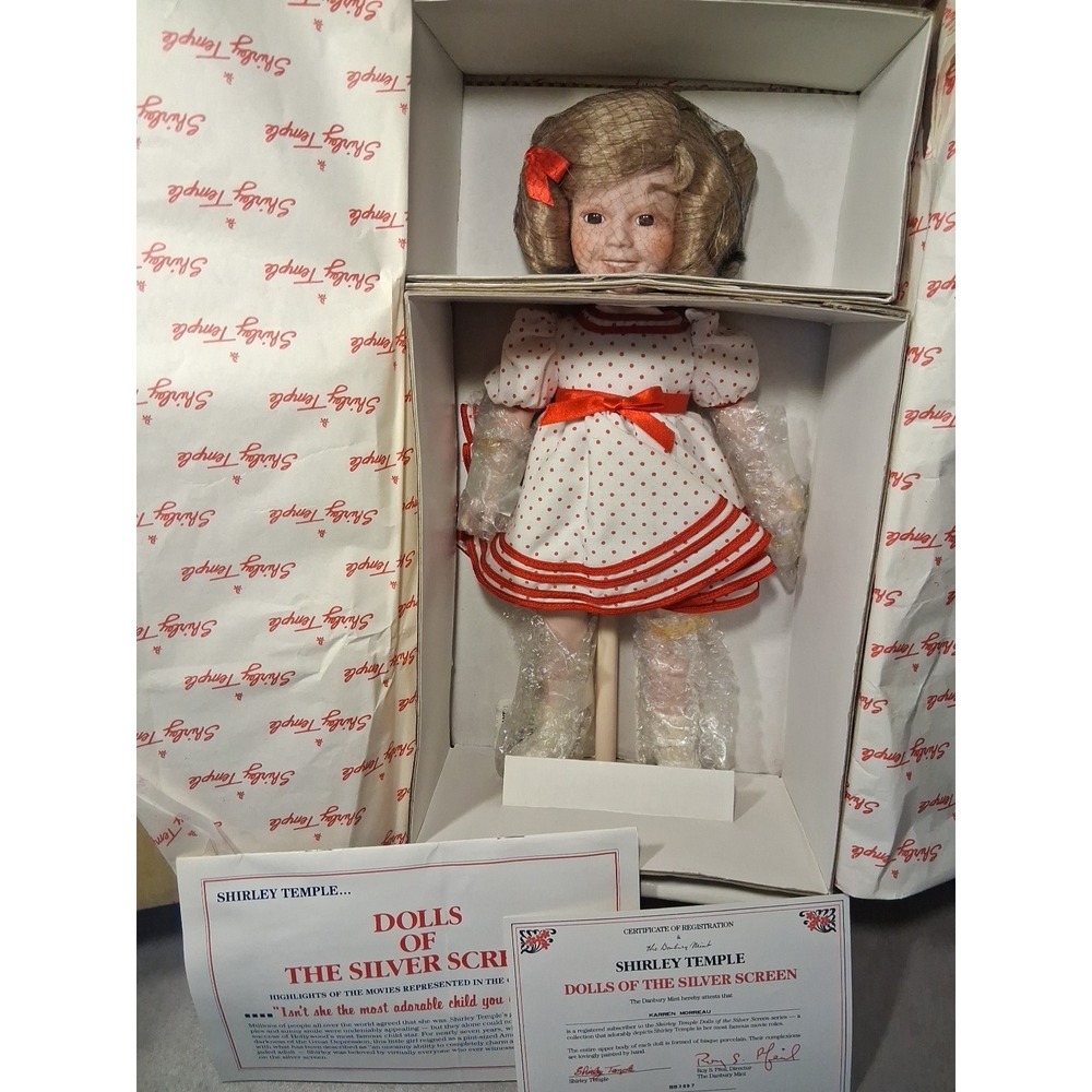 Danbury Mint Shirley Temple Collector Doll White and Red Dress